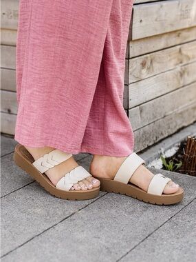 Soda Beige Double-Strap Platform Sandals